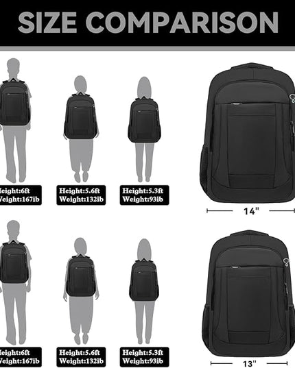 Large Travel Laptop Backpack, 17 Inch Laptop Backpack Airline Approved, Business Anti Theft Slim Sturdy Work Computer College High School Backpack Bag Fits 17.3 Inch Notebook for Men Women, Black