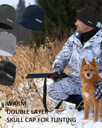 EMPIRELION Softshell Winter Fleece Lined Beanie Hats, 9" Running Skull Cap Thermal Tactical Watch Cap Men Women