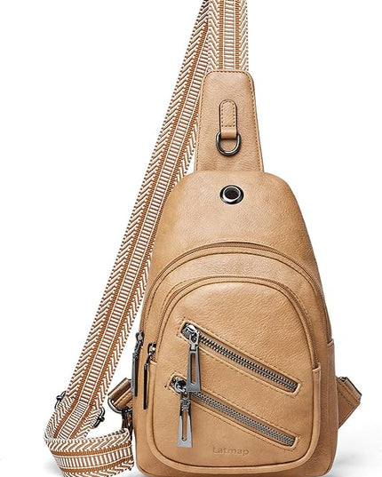 Sling Bag For Women Faux Leather Small Casual Daypack Backpack Fanny Pack Crossbody Chest Bags Purse