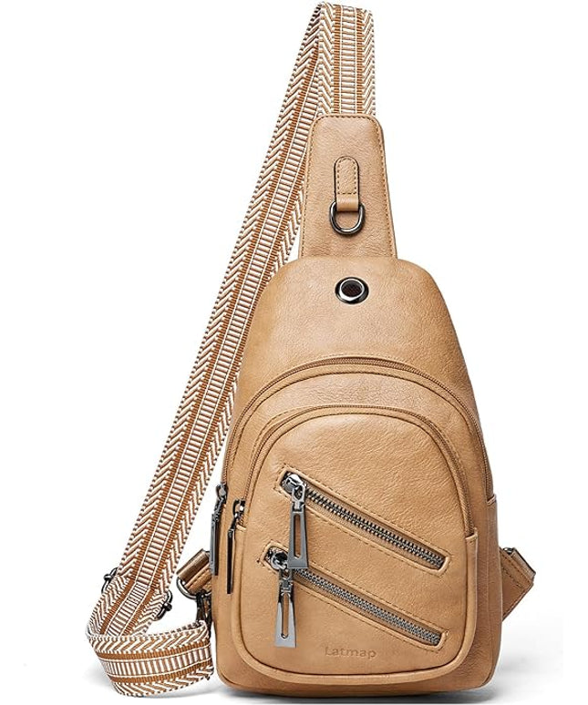 Sling Bag For Women Faux Leather Small Casual Daypack Backpack Fanny Pack Crossbody Chest Bags Purse