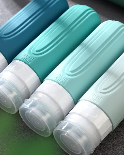 Travel Bottles for Toiletries, Tsa Approved 3oz Travel Size Containers BPA Free Leak Proof Refillable Liquid Silicone Squeezable Travel Accessories for Shampoo Conditioner Lotion (4 Pack)