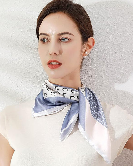 kcctoo 27.5" Mulberry Silk Feeling Head Scarf Women's Fashion Square Neck Satin Scarfs for Bag Hair Scarves Gift