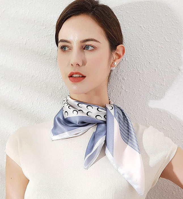 kcctoo 27.5" Mulberry Silk Feeling Head Scarf Women's Fashion Square Neck Satin Scarfs for Bag Hair Scarves Gift