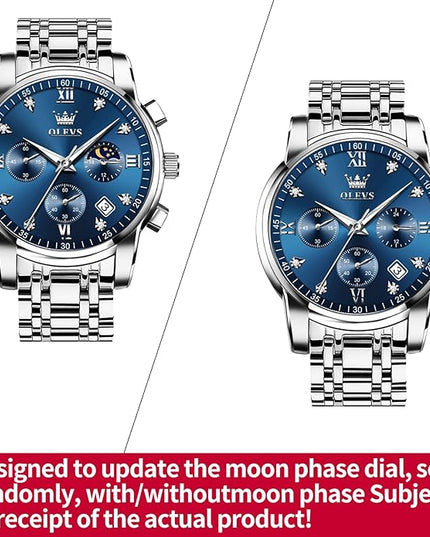 OLEVS Men's Luxury Watch Waterproof Luminous Easy Read Chronograph Watches Full Gold/White Dail/Black Face with Calendar Wristwatch
