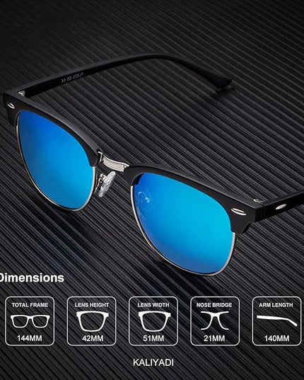 KALIYADI Polarized Sunglasses for Men and Women Semi-Rimless Frame Driving Sun glasses UV Blocking