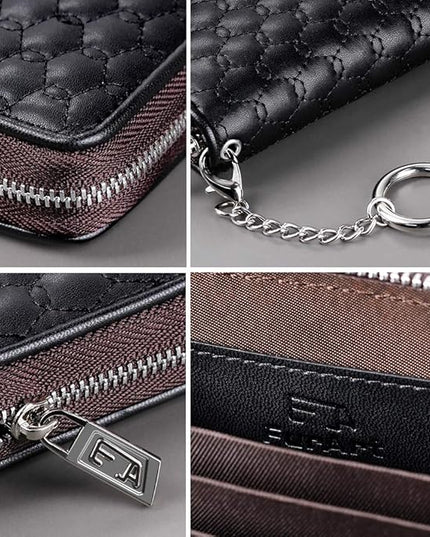 FurArt Zipper Wallet Women, RFID Blocking Credit Card Wallet, Business Card Holder, Compact Size KeyChain Wallet