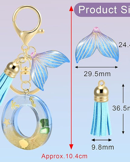 Initial letter Keychains for Women, Ocean Series Avowing Protect Earth Environment, Tassel Cute Car Keychain Initial Key Chain Keyring for Bookbag Handbag Backpack Charm Key Ring Unisex (Letter O)