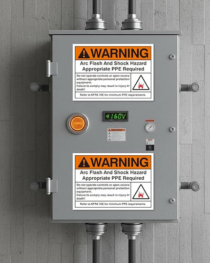 100 PCS Warning Arc Flash and Shock Hazard Label - 3.5 x 5 Black & Orange Electrical Safety Warning Decal High Performance Polyester Safety Sticker Signs for The Workplace