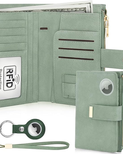 HUANLANG Passport Holder with Airtag for Women/Men, Airtag Passport Wallet for Travel Leather Passport Holder RFID Blocking,Travel Passport Walelt with Credit Card Holder