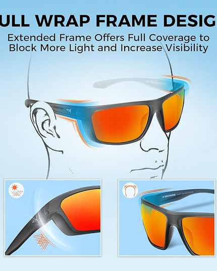 KastKing Huzzah Polarized Sport Sunglasses for Men and Women, Ideal for Driving Fishing Cycling and Running,UV Protection
