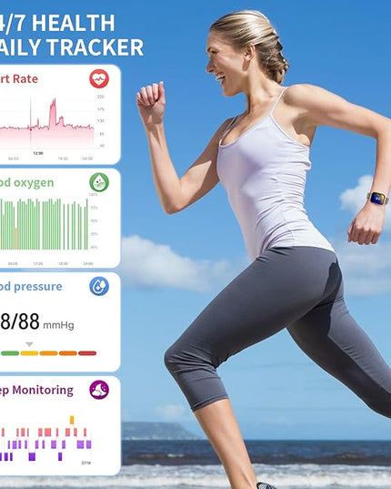 Smart Watch for Women(2 Bands), HD Fitness Tracker Screen with Call Function, IP68 Waterproof, 100+ Sport Modes, Blood Oxygen Monitor/Heart Rate/Sleep Monitor, iOS Android Compatible (IDW28-JS)
