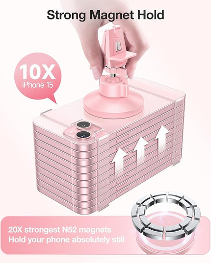 VICSEED for MagSafe Car Mount [Upgraded Strongest Magnet Power] Magnetic Phone Holder for Car Vent 360 Adjustable Magnetic Car Phone Holder Mount for iPhone 15 14 13 12 Pro Max Plus Mini, Pink