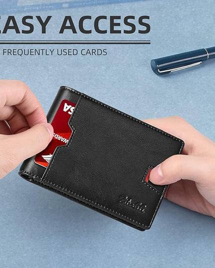 Zitahli Mens-Wallet-Slim-Leather-RFID Blocking Wallet for Men Minimalist Bifold Credit Card Holder with Gift Box