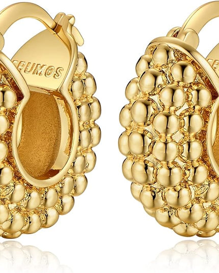 18K Gold Plated Chunky Hoop Earrings for Women Fashion Thick Gold Hoops Set Jewelry for Birthday Christmas Gifts