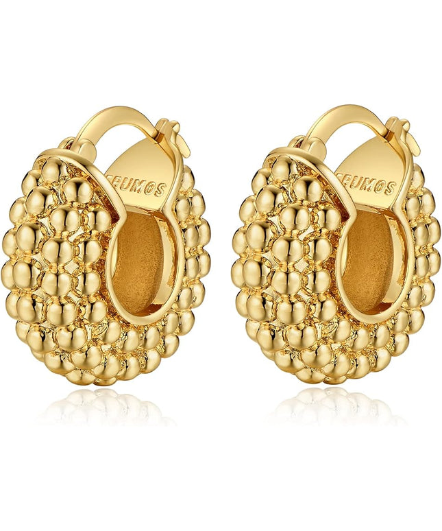 18K Gold Plated Chunky Hoop Earrings for Women Fashion Thick Gold Hoops Set Jewelry for Birthday Christmas Gifts