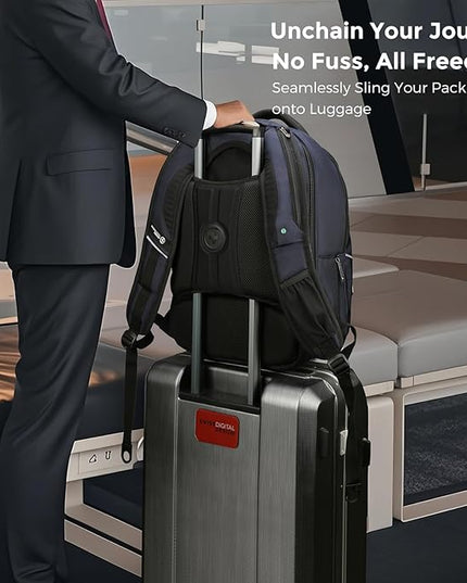 Swissdigital Design TSA Business Laptop Backpack For Men,Travel Backpack With USB Charging Port,College Tech Backpacks With RFID Pockets Presents For Men Fits 15.6 Inch Computer Blue | J16BT-12