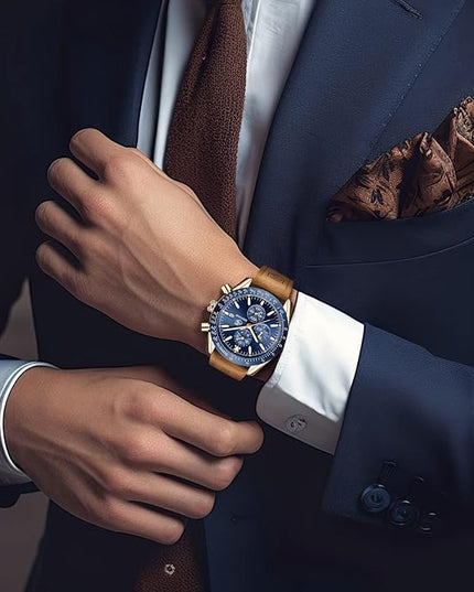 BY BENYAR Watch for Men Analog Quartz Chronograph Waterproof Luminous Designer Mens Wrist Watches Business Work Sport Casual Dress Watch with Silicone Strap Elegant Gifts for Men