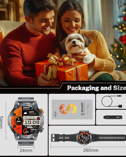 LIGE Smart Watch for Men (Make/Answer Calls) with 1000mAh, 1.75" HD Screen Smartwatch with Flashlight, Heart Rate/Sleep Monitor, IP68 Waterproof, 100+ Sports Modes for Android iOS, 3 Straps