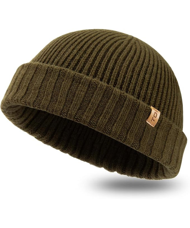 TOP-EX PolarWool™ 100% Merino Wool Short Fisherman Beanie Hats for Men Women Knit Skull Cap Cuffed Beanies Warm Winter Hats