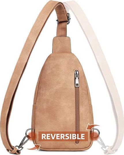 MASINTOR Sling Bag for Women - Crossbody Bags Fanny Pack with Vegan Leather - Adjustable Sling Backack for Travel