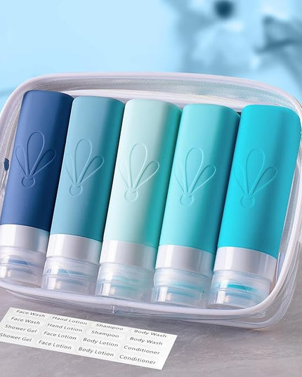 INSFIT Travel Bottles for Toiletries, TSA Approved 3oz Travel Size Toiletries, BPA Free Leak Proof Squeezable Silicone Tubes Travel Essentials for Shampoo Conditioner Lotion Soap