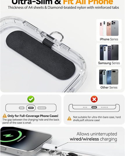 4-IN-1 Phone Lanyard + Wrist Strap, 2PCS Adjustable Length Cell Phone Lanyard with 2 Tether Tabs for iPhone,Smartphones