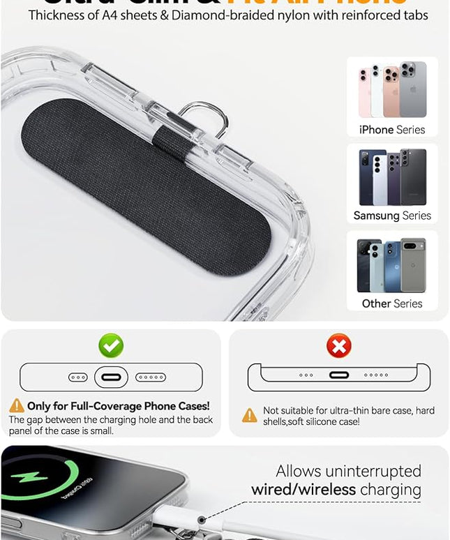 4-IN-1 Phone Lanyard + Wrist Strap, 2PCS Adjustable Length Cell Phone Lanyard with 2 Tether Tabs for iPhone,Smartphones