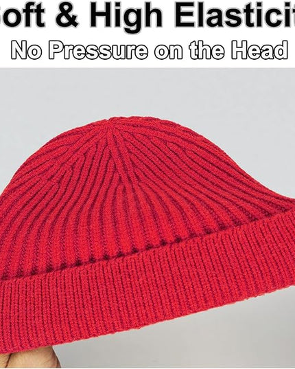 vidsel Thin Wool Fisherman Beanie for Men Women, Short Knit Cuff Trawler Watch Hats