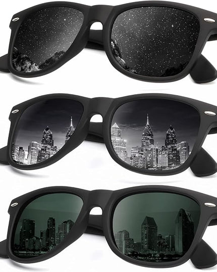 KALIYADI Polarized Sunglasses for Men and Women Matte Finish Sun glasses Color Mirror Lens UV Blocking (3 Pack)