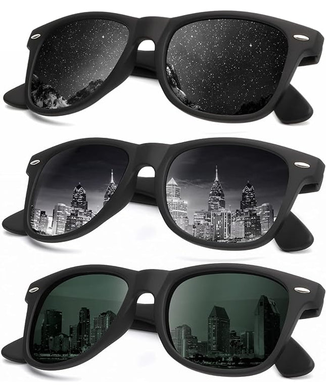 KALIYADI Polarized Sunglasses for Men and Women Matte Finish Sun glasses Color Mirror Lens UV Blocking (3 Pack)