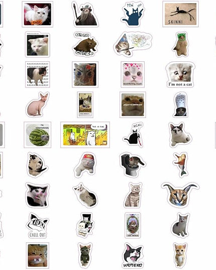 BulbaCraft 100Pcs Cat Meme Stickers - Funny Cat Stickers, Gifts for Women & Men