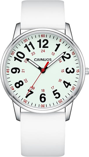 Nurse Watch for Medical Professionals, Students Women Men - Military Time Luminouse Easy Read Dial, 24 Hour with Second Hand, Colorful Silicone Band