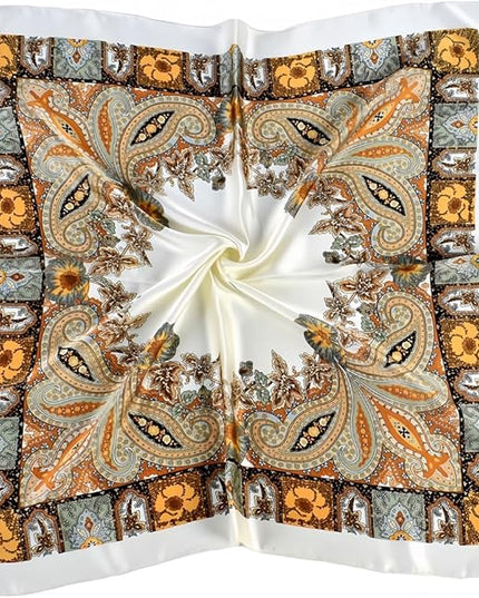 MINIDORA Satin Scarves for Women 27.5 × 27.5 inches Medium Square Elegant Silk Feeling Head Scarf