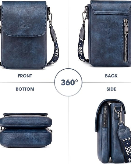 POIUGOYA Small Crossbody Bags for Women Trendy,Leather Triple Compartment Cell Phone Crossbody Wallet Purses with Card Slots