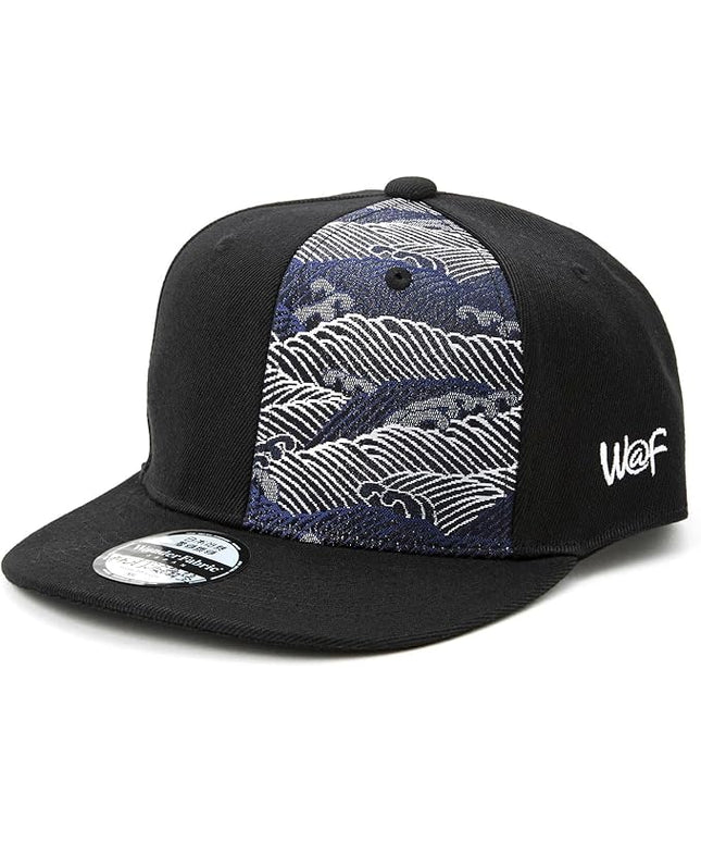 W@nderFabric Traditional Japanese Kimono Baseball Cap, Embroidered Pattern, Adjustable Snapback Flat Brim, 6-Panel Cap