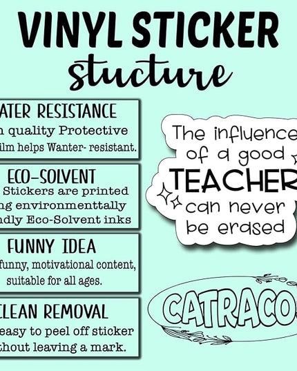 (3Pcs) The Influence of a Good Teacher Can Never be Erased Sticker, Decorate Books Laptop Phone, Water Bottles Kindles Stickers, Tumbler Sticker Waterproof Vinyl Decorate Sticker 3" Inch