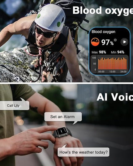 Smart Watch for Men Fitness Tracker: Military Digital Mens Watches Bluetooth Make Answer Call Running Waterproof Smartwatch Android Phones iPhone Samsung Compatible Heart Rate Monitor Step Pedometer