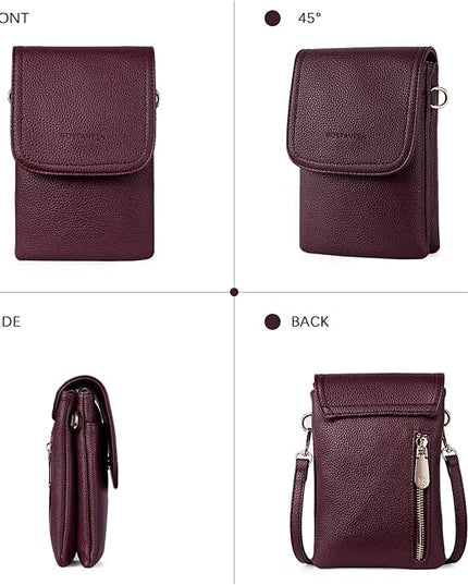 BOSTANTEN Vegan Leather Small Crossbody Bags for Women Designer Cell Phone Bag Wallet Purses Adjustable Strap