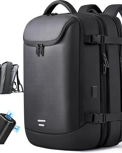 Vacuum Seal Travel Backpack 45L Expandable Air Compression System Water Resistant 17 Inches Laptop Backpack for Women & Men with USB Charging Port- Vacuum Pump Included