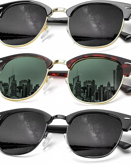 KALIYADI Sunglasses Men Polarized Sunglasses for Men Women Unisex Semi-Rimless Frame Retro Driving Sun Glasses UV Blocking