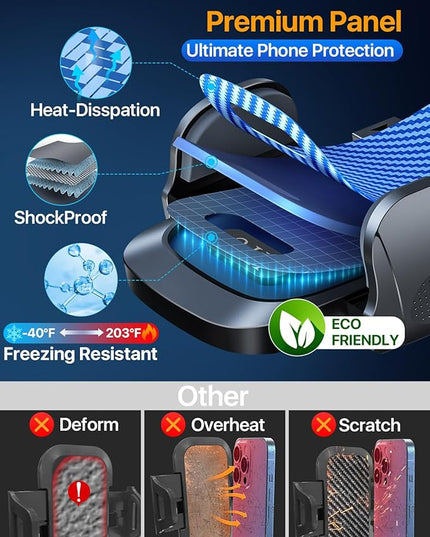 HTU 2026 Ultimate Best【True Military-Grade & Safety Cert】Car Phone Holder【Upgraded 360 Rotation & 100+LBS Strongest Suction】5-in-1 Truck Windshield Dashboard Vent Mount Stand for iPhone Android, Blue