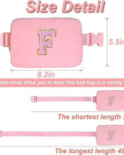 Uygafly Personalized Belt Bag for Women Girls - Fashion Mini Waist Packs with Adjustable Strap - Trendy Travel Fanny Pack Crossbody Bags with Initial Letter - Teen Gifts | Peach,F