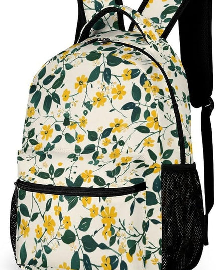 Fashion Yellow Flower Backpack Lightweight Large Capacity Laptop Daybag for Travel Work