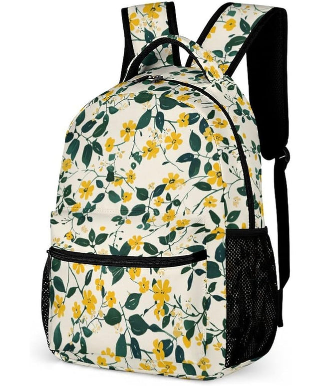 Fashion Yellow Flower Backpack Lightweight Large Capacity Laptop Daybag for Travel Work