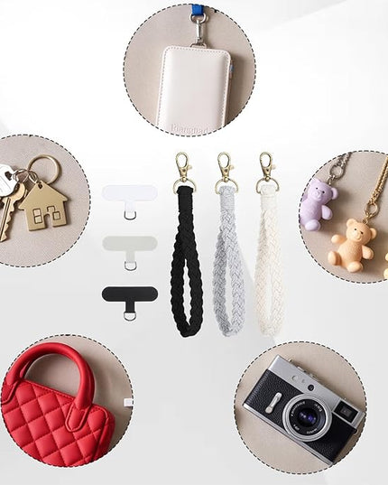 Sibba 3Pcs Phone Wristlet Strap, Cellphone Keychain Wrist Lanyard, Phone Wristlet Anti-Loss Chain with Tether Tab for Phones Case Key