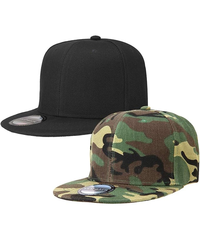 Classic Snapback Hat Cap Hip Hop Style Flat Bill Blank Solid Color Adjustable Size