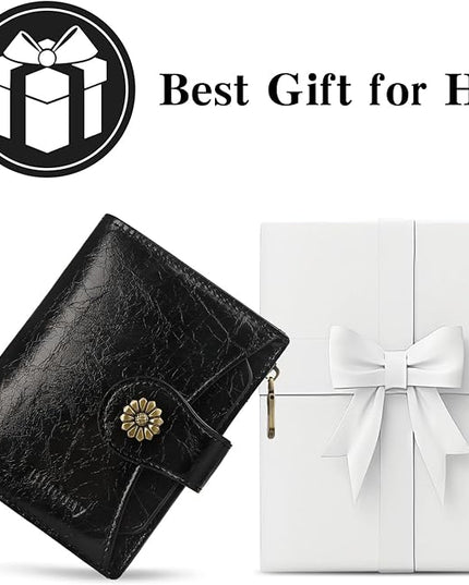 Blucoay Womens Wallet,RFID Blocking Wallet Women Soft Leather Bifold Small Wallets For Women Card Holder With Removable ID Window(black)