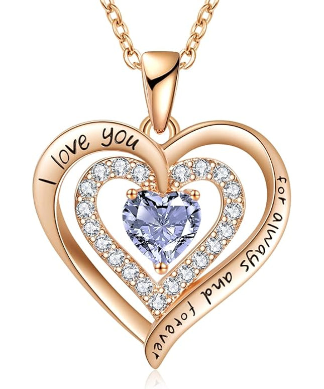 REDBEE Necklaces for Women Birthstone Heart Necklace Jewelry for Wife Girlfriend Woman Necklace