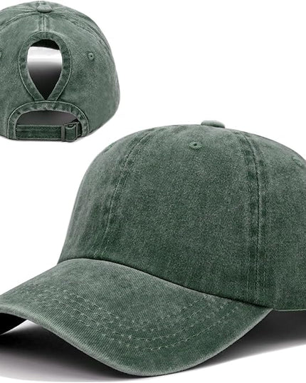 YeeHeen Ponytail Baseball Cap for Women High Messy Bun Caps Washed Cotton Hats