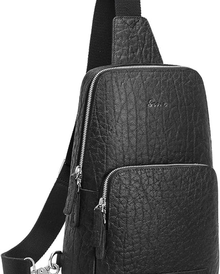S-ZONE Sling Bag for Men Women RFID Blocking Genuine Leather Crossbody Shoulder Bag Backpack Hiking Daypack Travel